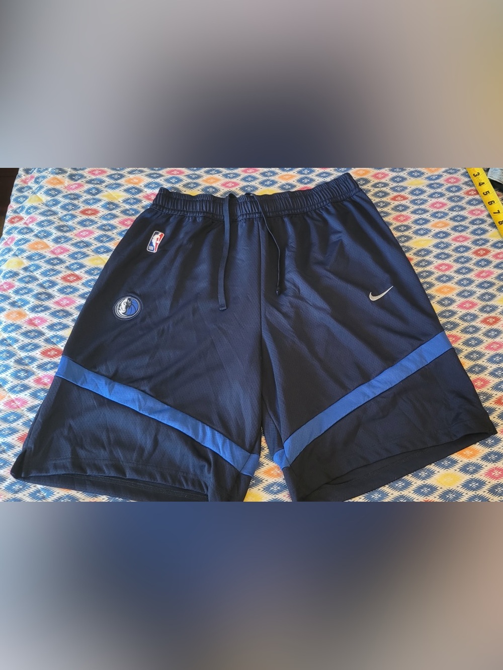 Nike Men's Dark Navy Basketball Shorts with Royal Blue Trim